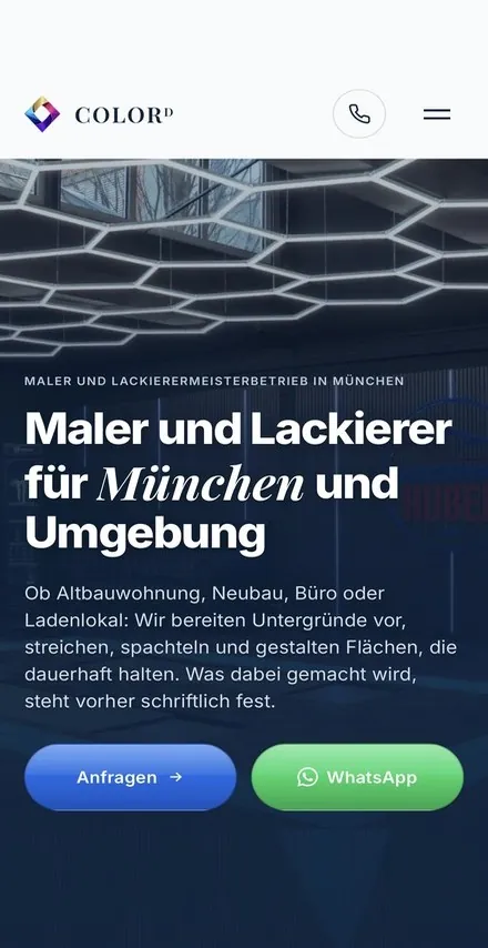 ColorD Meisterbetrieb auf dem Handy