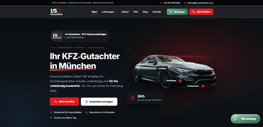 Startseite von LS Gutachten am Rechner